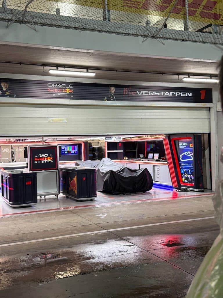 History of Autodromo Jose Carlos Pace Max Verstappen’s garage at Interlagos during the 2025 São Paulo Grand Prix weekend.