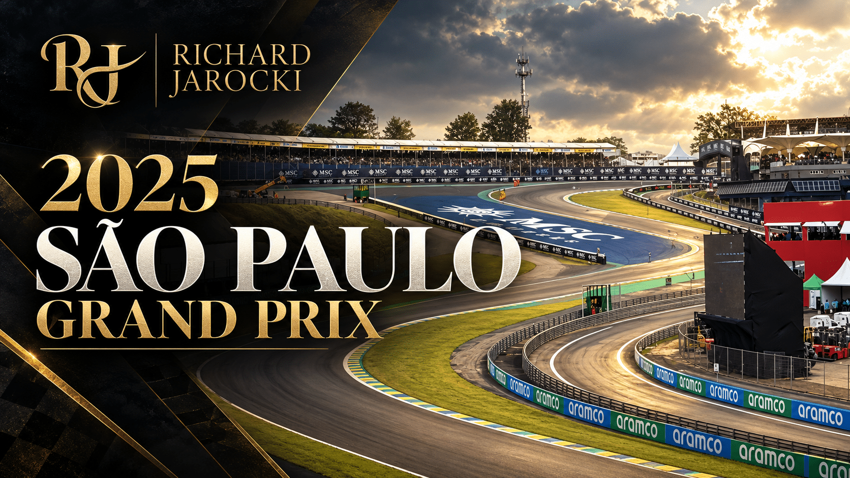 2025 São Paulo Grand Prix graphic showing the view toward the Senna S at Interlagos.