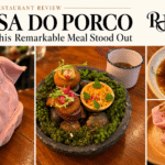A Casa do Porco Review: A Casa do Porco review collage showing tasting-menu dishes, a pink pig’s-head serving piece, and Richard Jarocki’s logo.