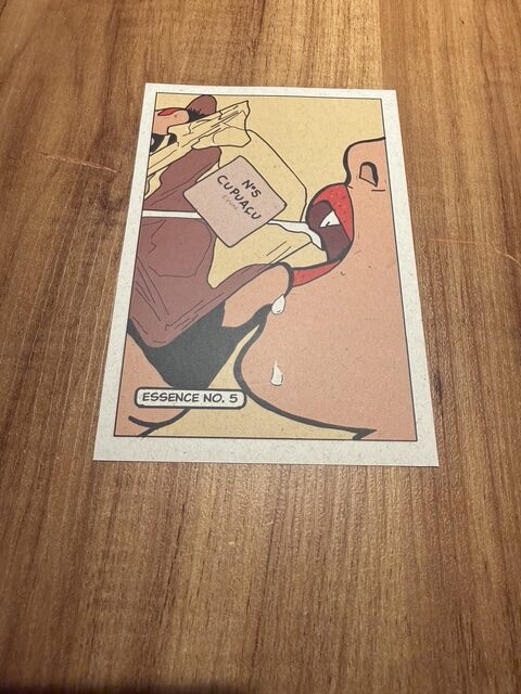 Illustrated Essence No. 5 presentation card from the tasting menu at Evvai São Paulo