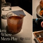 The Modern NYC review collage with tasting-menu dishes, black-truffle service and a tequila Old-Fashioned