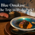 Dassai Blue omakase review featuring toro nigiri and uni cream with caviar in Hyde Park
