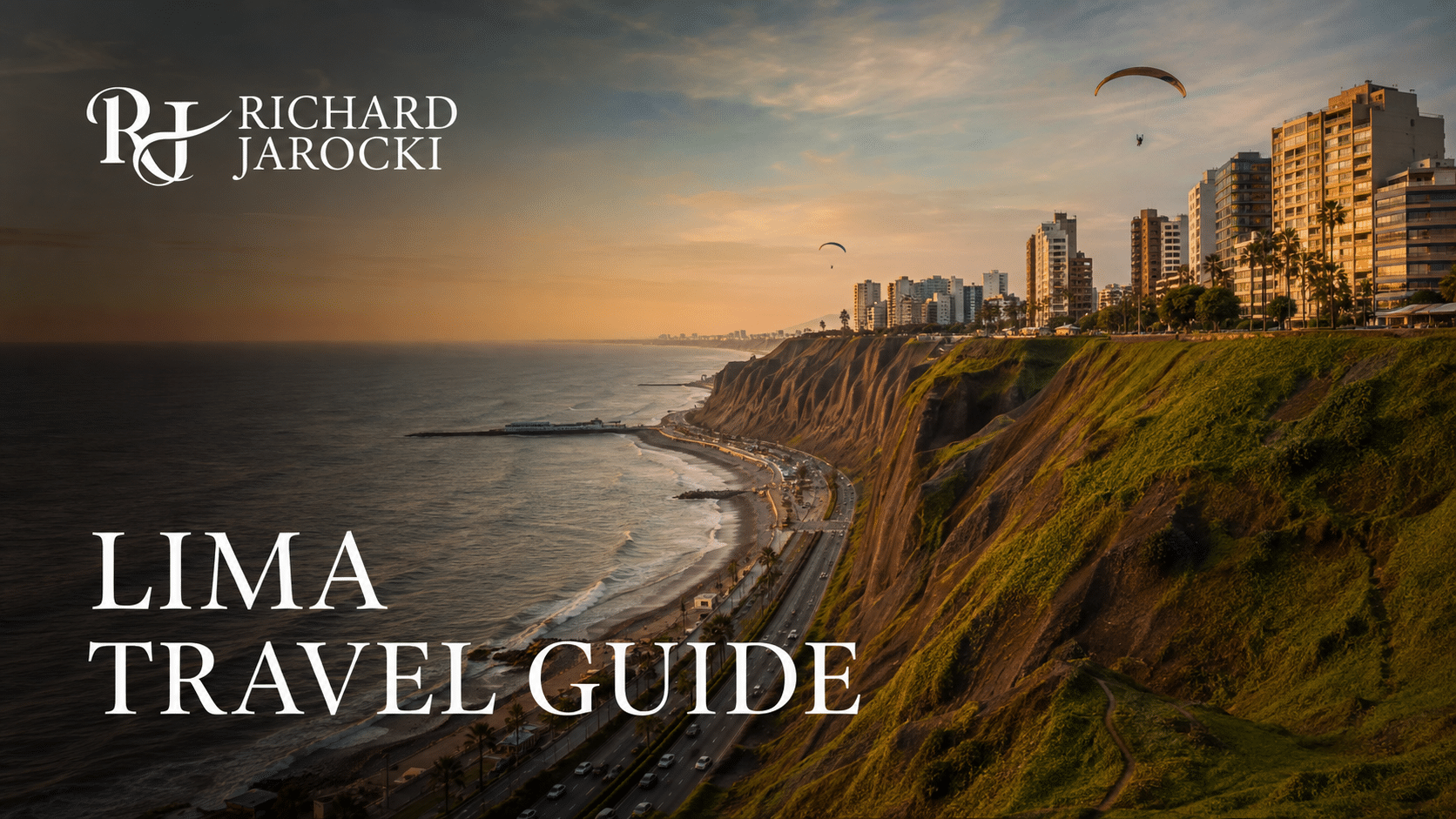 Miraflores cliffs and the Pacific coastline in Lima, Peru