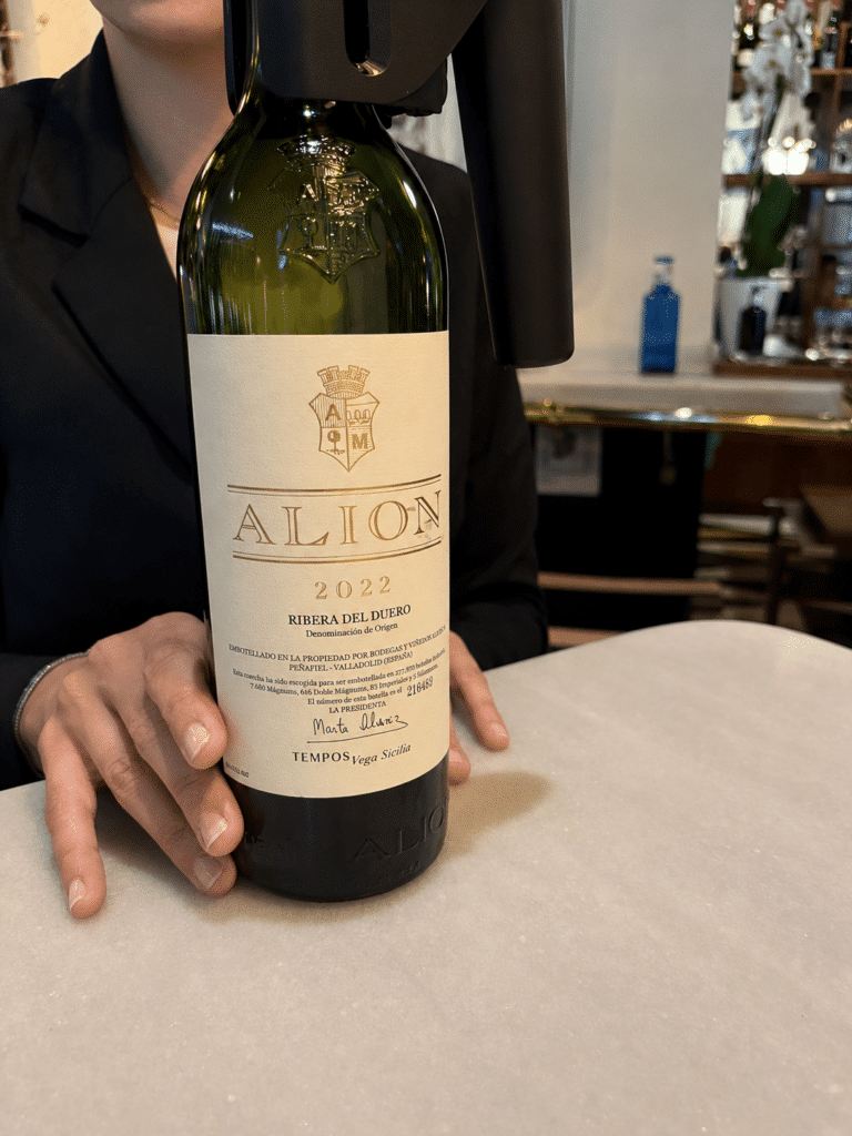 Alión 2022 Ribera del Duero served during the Mont Bar wine pairing