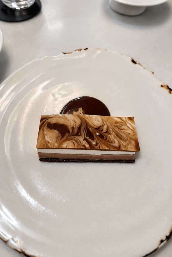 Coffee dessert with mucilage and umeboshi at Mont Bar Barcelona