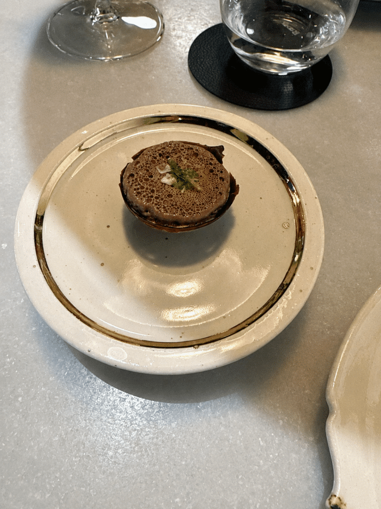 Coffee, mucilage and umeboshi dessert at Mont Bar Barcelona