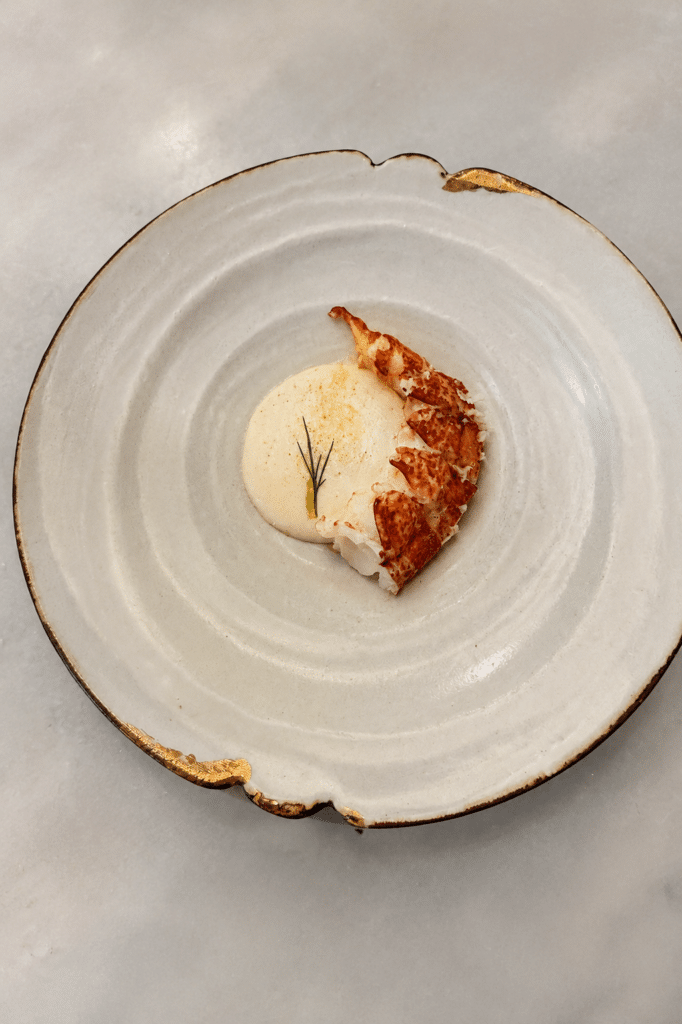 Lobster with noisette and consommé at Mont Bar Barcelona