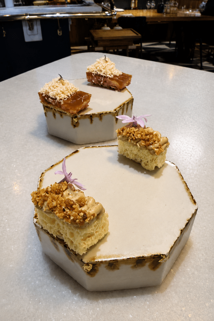 Assorted opening snacks from the Mont tasting menu at Mont Bar Barcelona