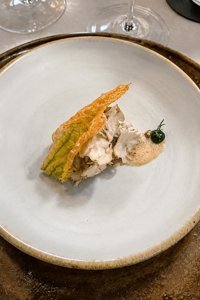 Perrechico mushroom course with mushroom ice cream and white miso at Mont Bar