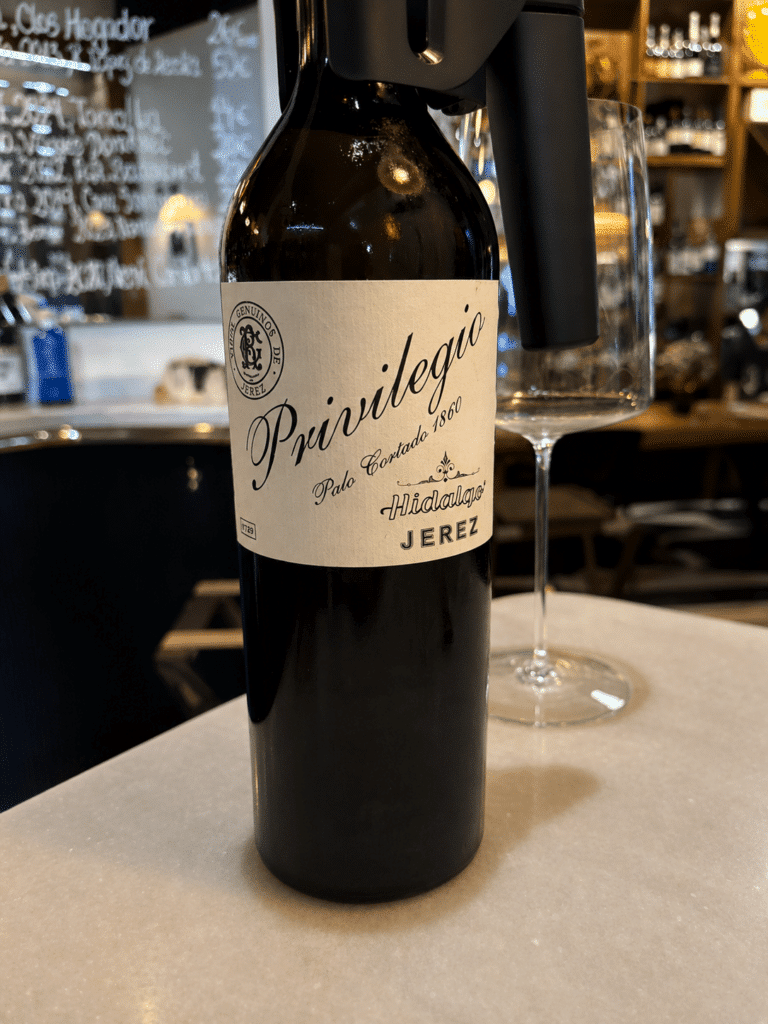 Privilegio 1860 Palo Cortado from Hidalgo in Jerez at Mont Bar Barcelona