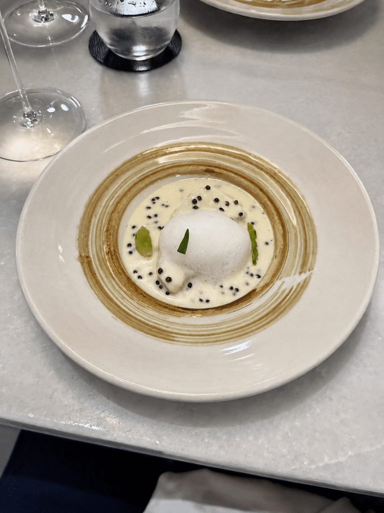 Turbot with beurre blanc and caviar at Mont Bar Barcelona