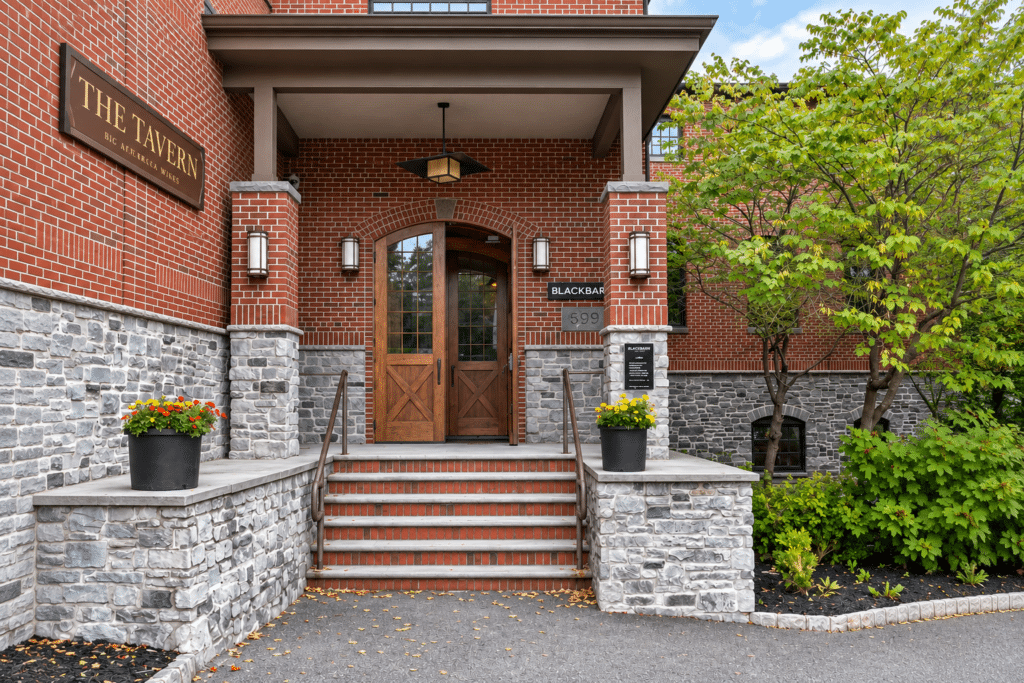 Brick entrance to BLACKBARN Hudson Valley at Diamond Mills in Saugerties