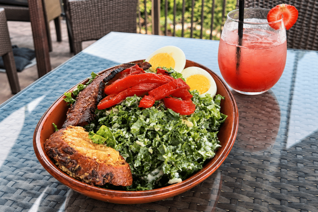 Kale Caesar salad served with brunch at BLACKBARN Hudson Valley