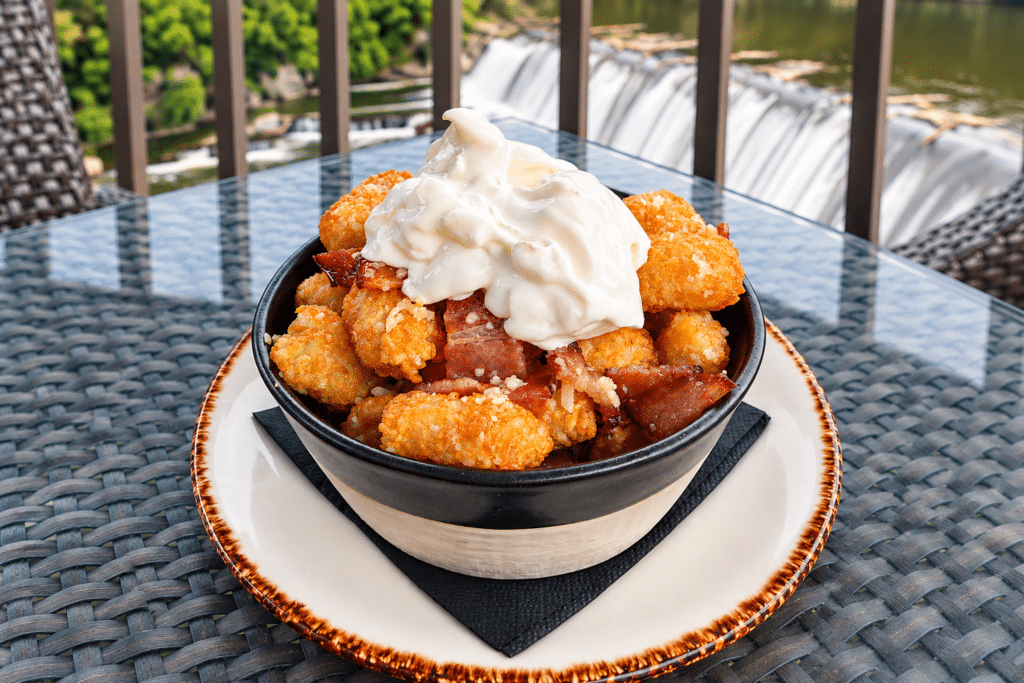 Loaded tater tots served at BLACKBARN Hudson Valley brunch