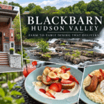 BLACKBARN Hudson Valley entrance, Esopus Falls, strawberry and banana bruschetta, and shrimp and grits in Saugerties, New York