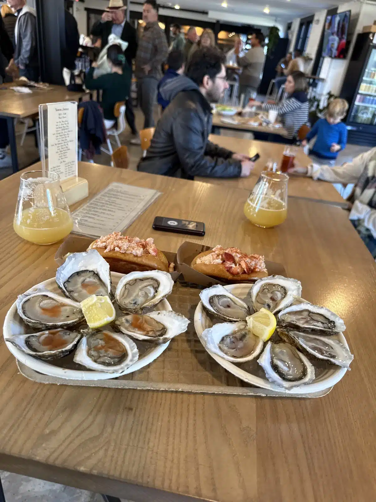 Oysters and lobster rolls from Oyster Party during a visit to Drowned Lands Brewery
