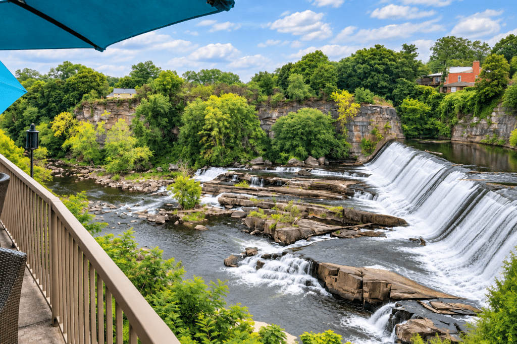 Esopus Falls viewed from the BLACKBARN Hudson Valley outdoor patio