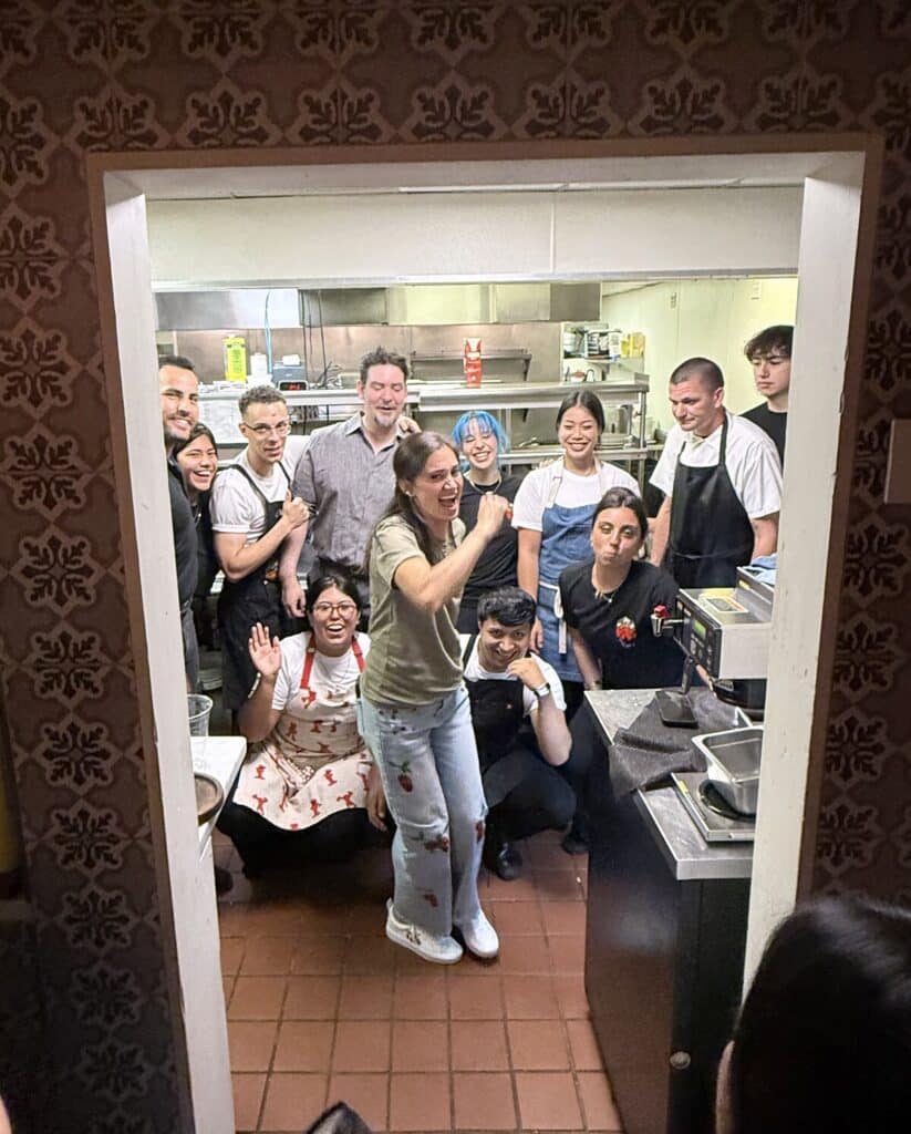 Chef Rabbit, Sam and Lisa from La Valle Foods sharing a candid moment with the team in Viaggio’s kitchen.