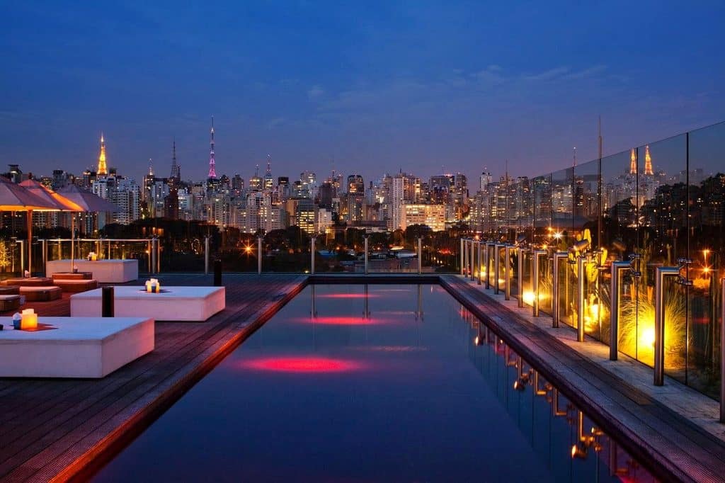 Hotel Unique rooftop overlooking the São Paulo skyline